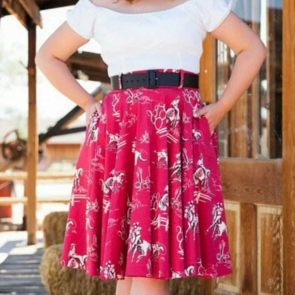 Pinup Couture Dresses & Skirts - Pinup Couture western print red swing skirt